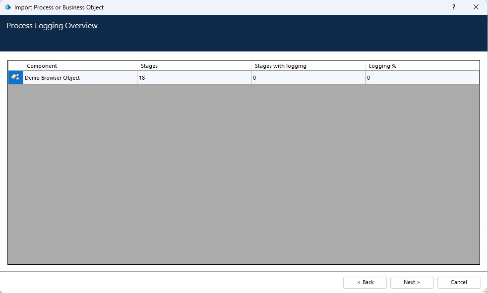 Import of a file containing errors only logging