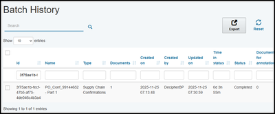 After pasting the Batch ID into the header filter field